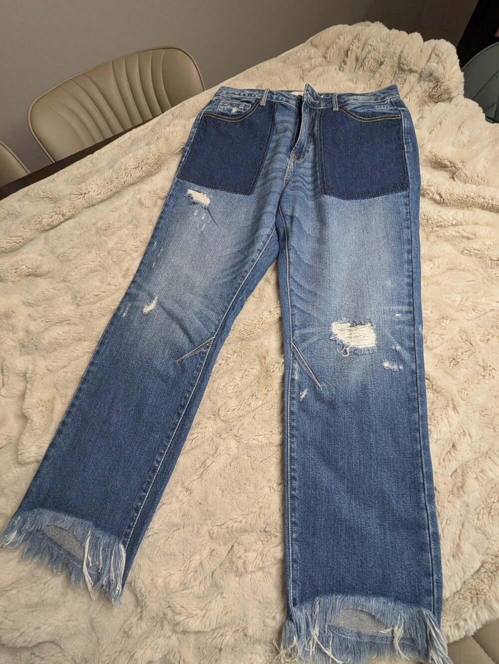 Hidden Women's Distressed Blue Patchwork Jeans Size 30